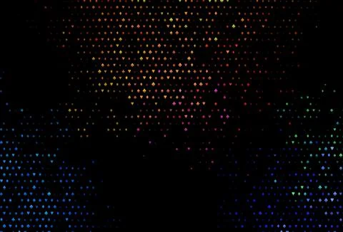 Dark multicolor, rainbow vector pattern with symbol of cards. Illustrazione stock