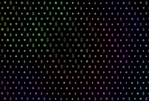 Dark multicolor, rainbow vector pattern with symbol of cards. イラスト素材