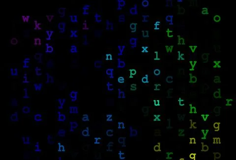 Dark multicolor, rainbow vector pattern with ABC symbols. Stock Illustration