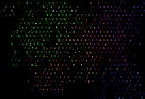 Dark multicolor, rainbow vector pattern with ABC symbols. Stock Illustration