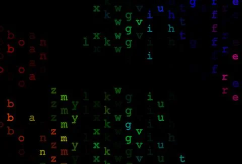Dark multicolor, rainbow vector pattern with ABC symbols. Stock Illustration