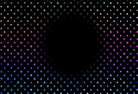 Dark multicolor, rainbow vector pattern with symbol of cards. 스톡 일러스트