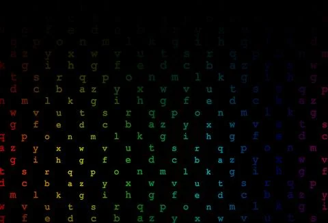 Dark multicolor, rainbow vector pattern with ABC symbols. Stock Illustration