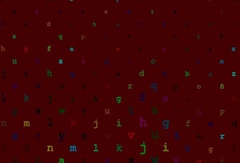 Dark multicolor, rainbow vector pattern with ABC symbols. Stock Illustration