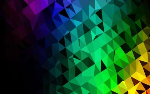 Dark Multicolor, Rainbow vector shining triangular pattern. Illustrazione stock