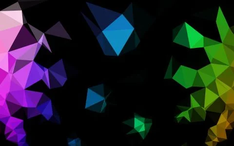 Dark Multicolor, Rainbow vector shining triangular pattern. Stockillustratie