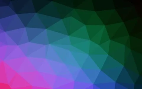 Dark Multicolor, Rainbow vector shining triangular pattern. Stock Illustration