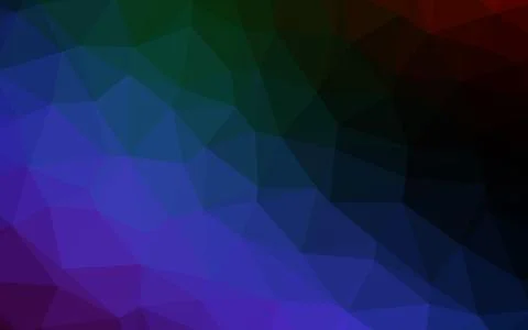 Dark Multicolor, Rainbow vector shining triangular background. Stock Illustration