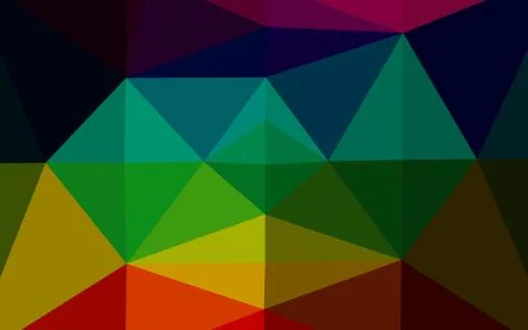 Dark Multicolor, Rainbow vector shining triangular pattern. Stock Illustration