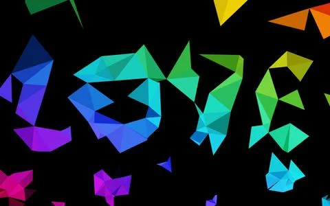 Dark Multicolor, Rainbow vector shining triangular pattern. Stock Illustration