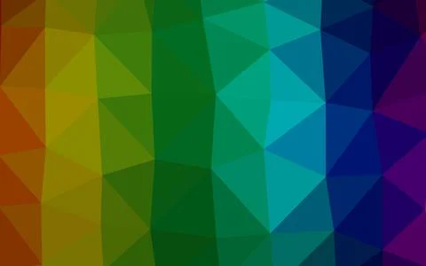 Dark Multicolor, Rainbow vector shining triangular pattern. Stock Illustration