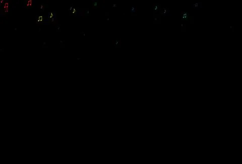 Dark Multicolor, Rainbow vector texture with musical notes. Illustrazione stock