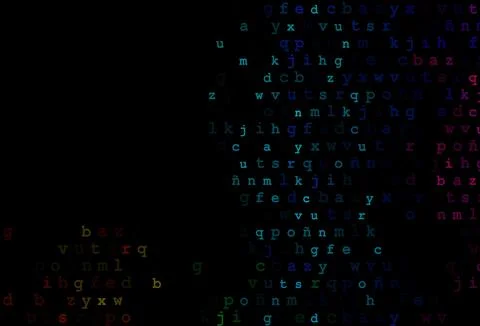 Dark multicolor, rainbow vector texture with ABC characters. Illustrazione stock