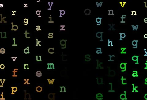 Dark multicolor, rainbow vector texture with ABC characters. 스톡 일러스트
