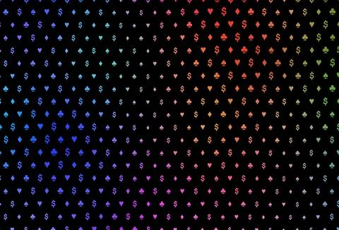 Dark multicolor, rainbow vector texture with playing cards. 스톡 일러스트