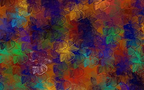 Dark Multicolor vector abstract background with flowers. Stock Illustration