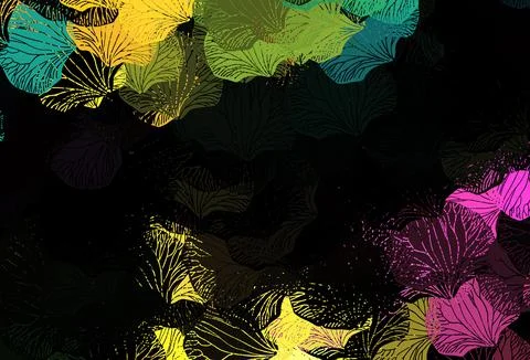 Dark Multicolor vector abstract pattern with leaves. Illustrazione stock