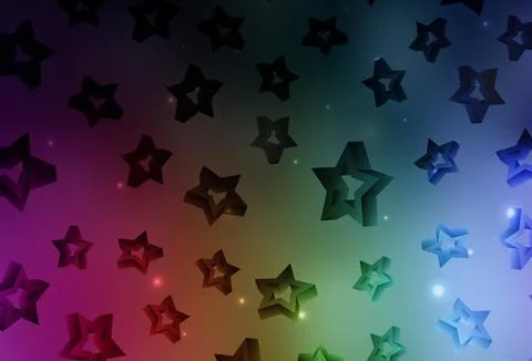 Dark Multicolor vector background with colored stars. Stock Illustration