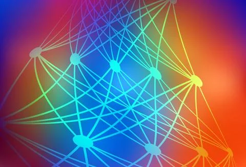 Dark Multicolor vector background with forms of artificial intelligence. Illustrazione stock