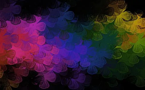 Dark Multicolor vector doodle pattern with trees, branches. Illustrazione stock