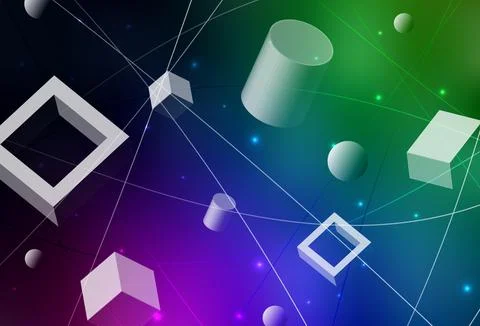 Dark Multicolor vector layout with circles, lines, rectangles. 스톡 일러스트