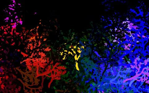 Dark Multicolor vector natural pattern with trees, branches. Illustrazione stock