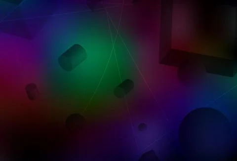 Dark Multicolor vector pattern with 3D cubes, cylinders, spheres, rectangles. Stockillustratie