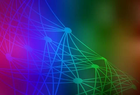 Dark Multicolor vector pattern with artificial intelligence network. Stock Illustration