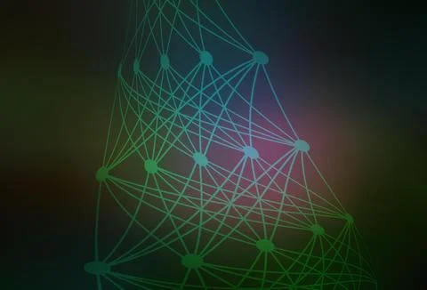 Dark Multicolor vector pattern with artificial intelligence network. Stock Illustration