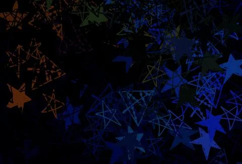 Dark Multicolor vector pattern with christmas snowflakes, stars. Stock Illustration