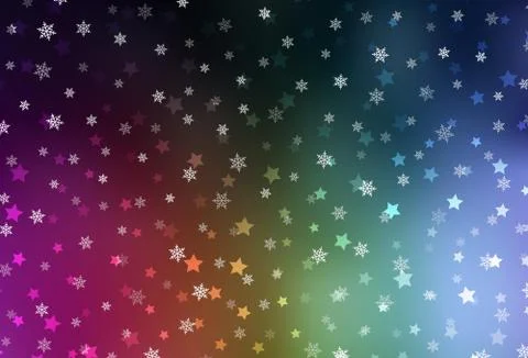 Dark Multicolor vector pattern with christmas snowflakes, stars. Stock Illustration