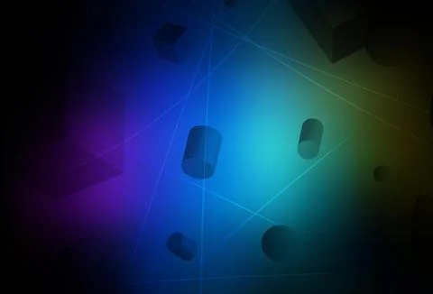 Dark Multicolor vector template with 3D cubes, cylinders, spheres, rectangles Illustrazione stock