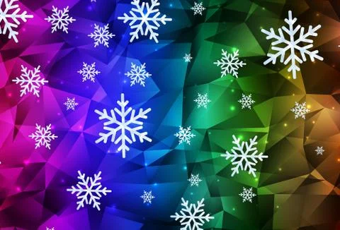 Dark Multicolor vector texture with colored snowflakes, stars. Stock Illustration