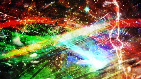 Dark Multicolored Chaotic Geometry in Outer Space with Stars Stock Footage 113122501