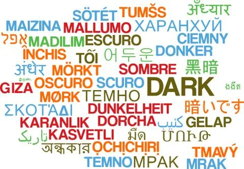 Dark multilanguage wordcloud background concept Stock Illustration