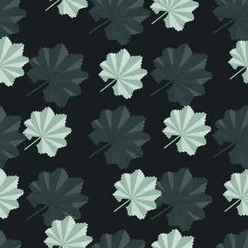 Dark nature seamless exotic pattern with abstract tropic leaf ornament. Black Stock Illustration