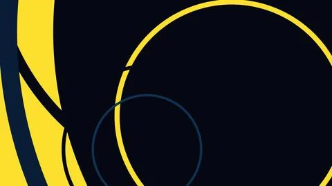 Dark navy background with bright yellow and blue circular shapes forming an a Stock Illustration