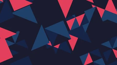 Dark navy background with overlapping red and blue triangles creating an abst Illustrazione stock