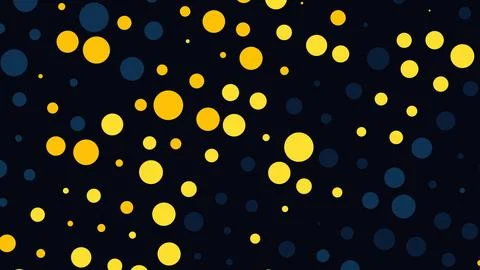 Dark navy background with scattered bright yellow and blue circular bokeh sha Stockillustratie