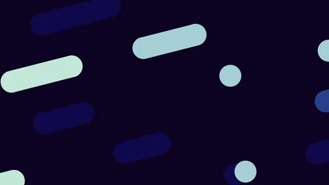 Dark navy background with scattered light blue rounded rods and circles in va 库存插图