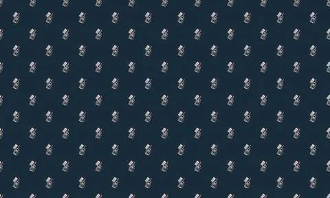 Dark navy blue background with small white and purple icons Stock Illustration