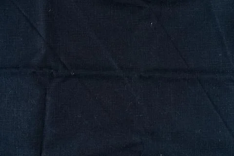 Dark Navy Fabric Texture Background With Wrinkles, Folds and Visible Fibers.. Stock Photos