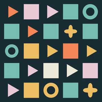 Dark navy geometric pattern with pastel pink and turquoise shapes for digit.. Stock Illustration