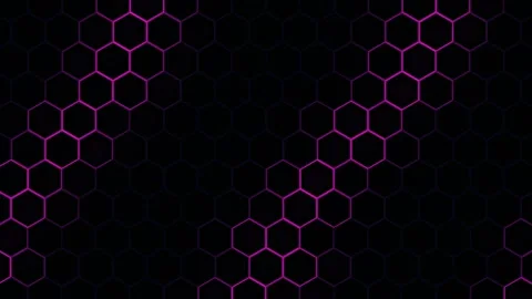 Dark neon honeycomb grid background for seamless visual Stock Footage 342354403