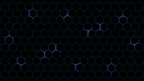 Dark Neon Honeycomb Grid Background Seamless Loop Stock Footage 342356459