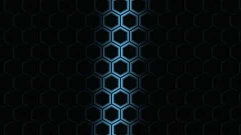 Dark neon honeycomb grid background for visual media Stock Footage 342365504