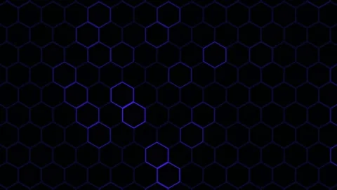 Dark neon honeycomb grid background creates a dynamic Stock Footage 342483939