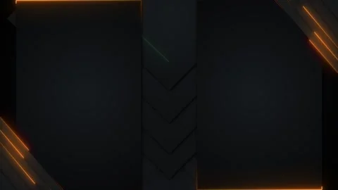 Dark neon panel interface background black geometric sections, orange glowing bo Stock Footage 340413397