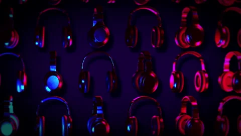 Dark Neon Red And Blue Aesthetic Gaming Headphone Background Pattern Animation Stock Footage 278037573