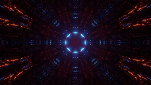Dark Neon Sci-Fi Tunnel Glow Cyber Energy Vortex Stock Footage 303139841